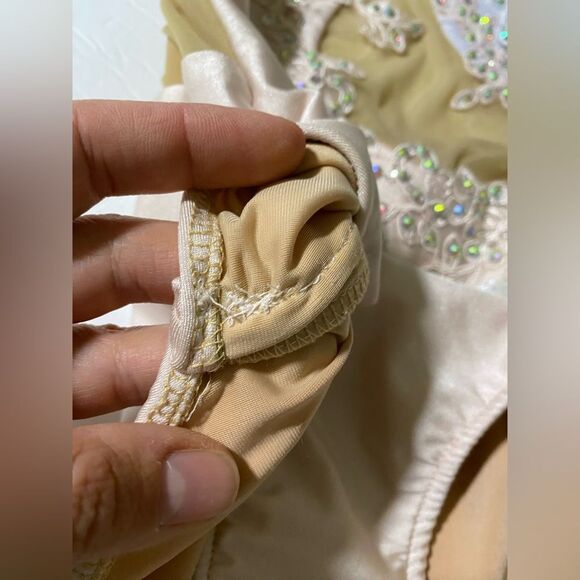 Glamour solo dance costume blush pink lace lyrical rhinestones SA-Small adult - Picture 11 of 14